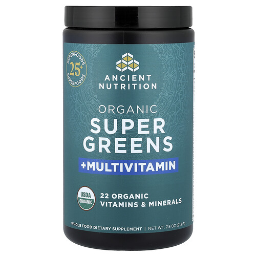 Ancient Nutrition Organic Super Greens + Multivitamin, 7.5 oz (213 g)
