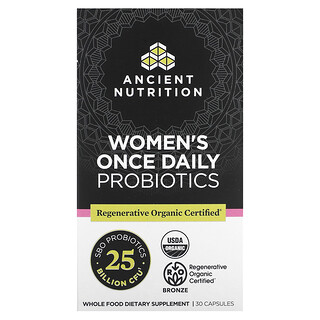 Ancient Nutrition, Probióticos una vez al día para mujeres, 25.000 millones de UFC, 30 cápsulas