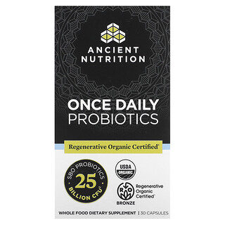 Ancient Nutrition, Probióticos una vez al día, 25.000 millones de UFC, 30 cápsulas