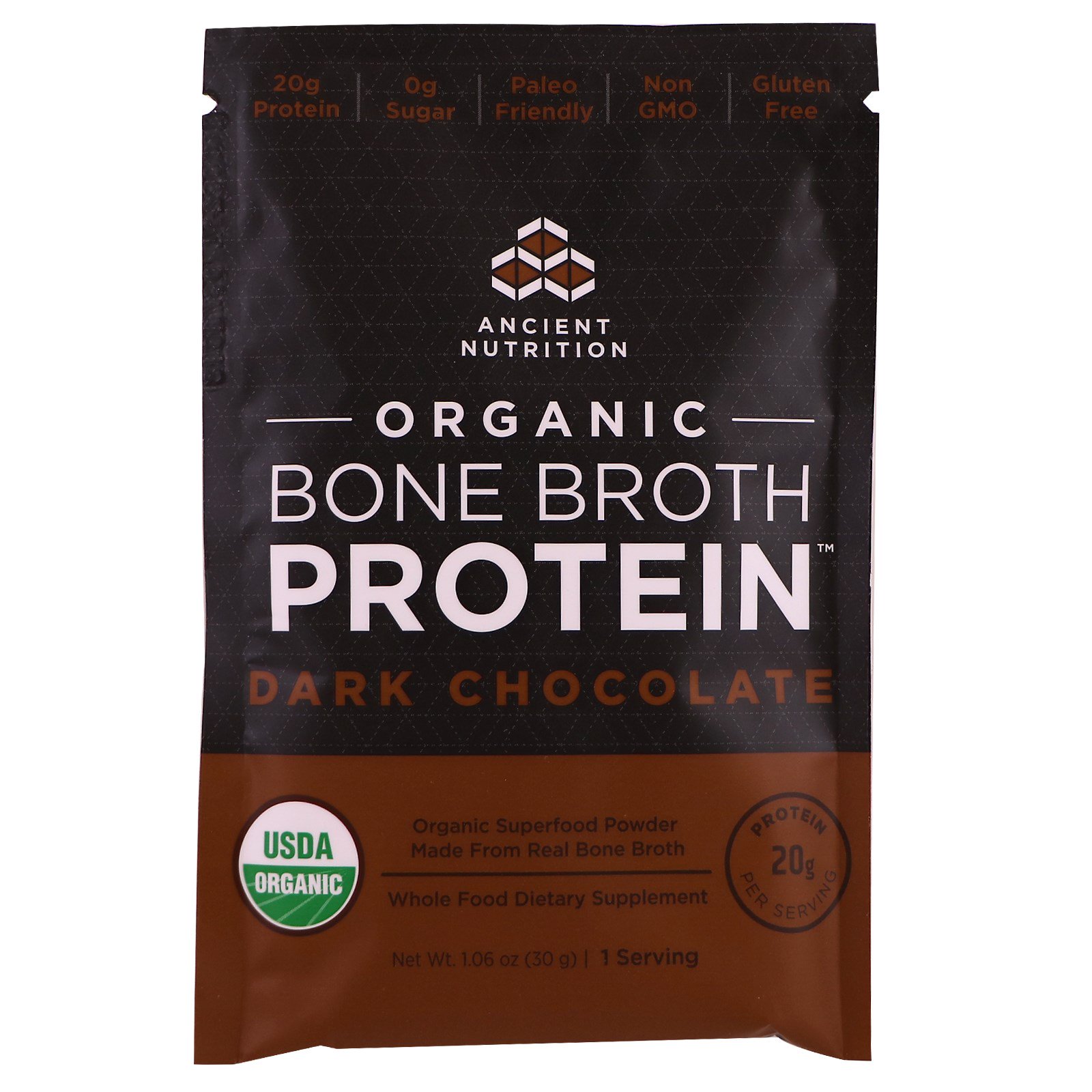 Dr. Axe / Ancient Nutrition, Organic Bone Broth Protein, Dark Chocolate
