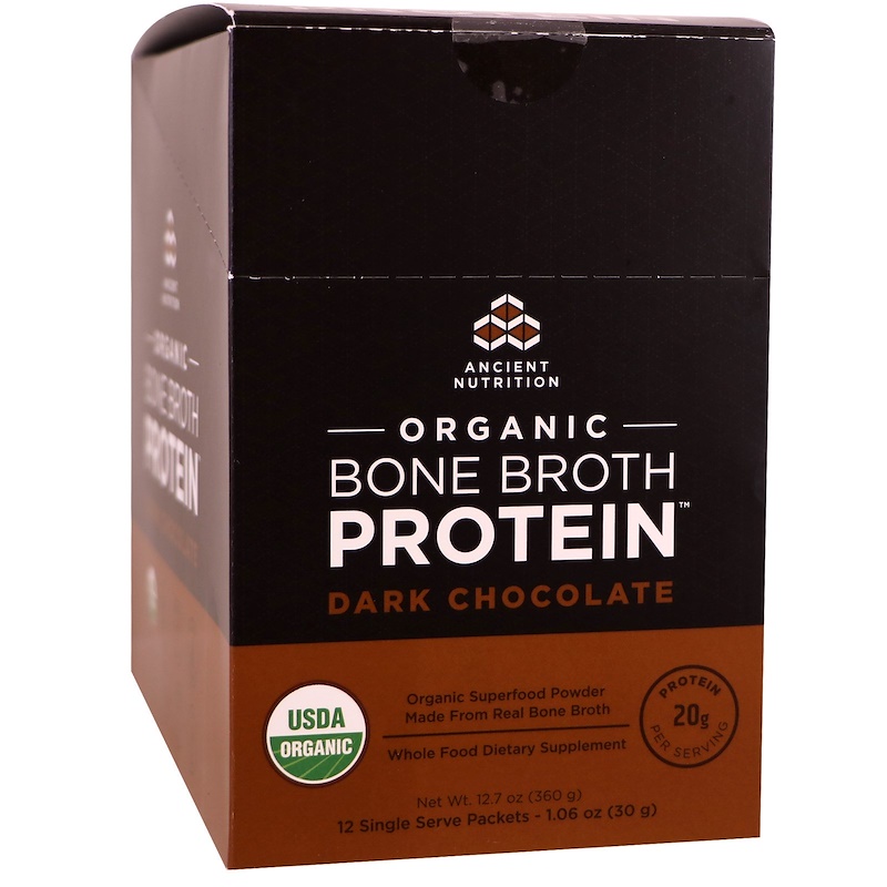 Dr. Axe / Ancient Nutrition, Organic Bone Broth Protein, Dark Chocolate