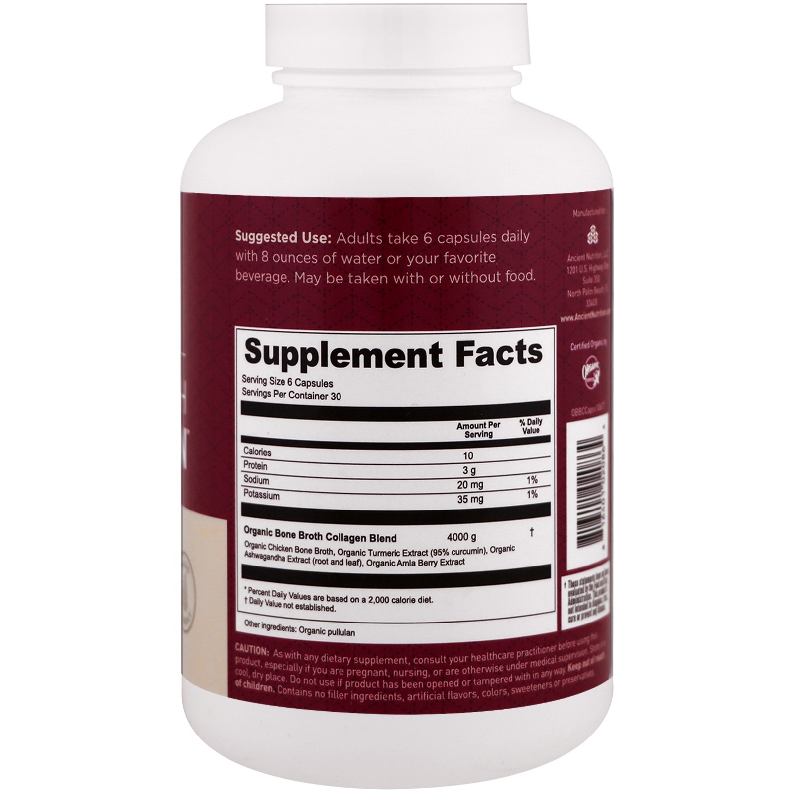 Dr. Axe / Ancient Nutrition, Organic Bone Broth Collagen, 180 Capsules