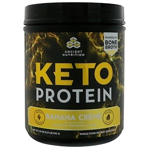 Отзывы о Dr. Axe / Ancient Nutrition, Keto Protein, Ketogenic Performance Fuel, Banana Creme, 19 oz (540 g)