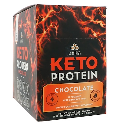 

Keto Protein, кетогенное топливо, шоколад, 15 отдельных порционных пакетиков, 1,13 унц. (32 г) каждый