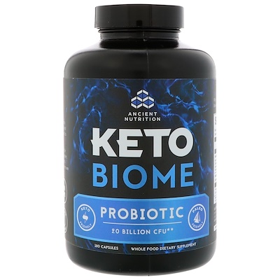 Dr. Axe / Ancient Nutrition Keto Biome, пробиотик, 20 млрд КОЕ, 180 капсул