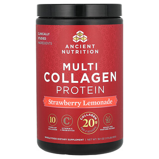 Ancient Nutrition, Multicollageenproteïne, aardbeienlimonade, 513 g