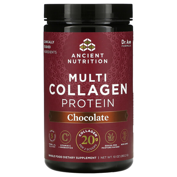 Dr. Axe / Ancient Nutrition‏, Multi Collagen Protein, Chocolate, 10 oz ( 283.2 g)