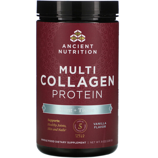 Dr. Axe / Ancient Nutrition‏, Multi Collagen Protein, Joint + Tissue, Vanilla, 8 oz (226 g)