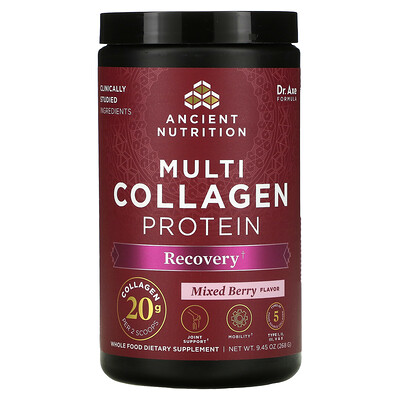 

Dr. Axe / Ancient Nutrition, Multi Collagen Protein, Recovery, Mixed Berry, 9.45 oz (268 g)
