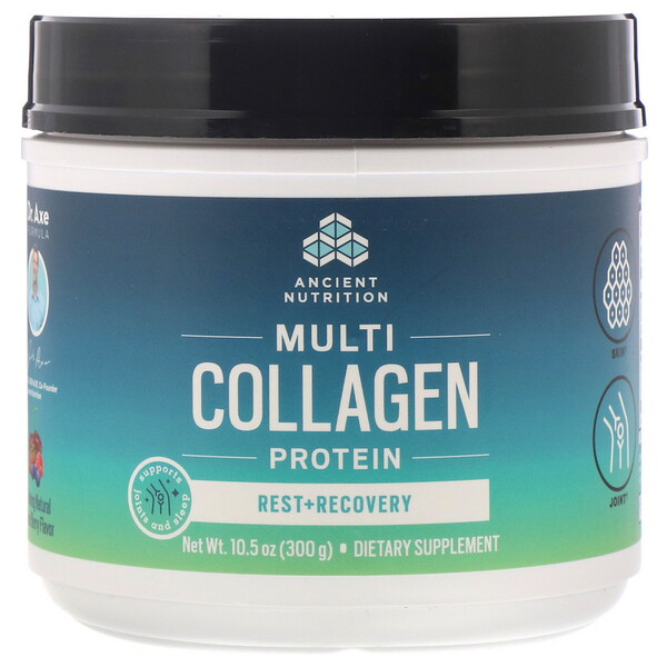 Dr. Axe / Ancient Nutrition, Multi-Kollagen-Protein, Rest + Recovery, beruhigende, natürliche Beerenmischung, 300 g (10,5 oz.)