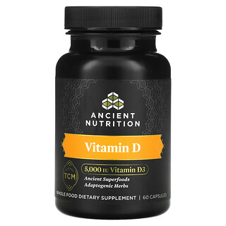 Ancient Nutrition, Vitamina D, 125 mcg (5000 UI), 60 cápsulas