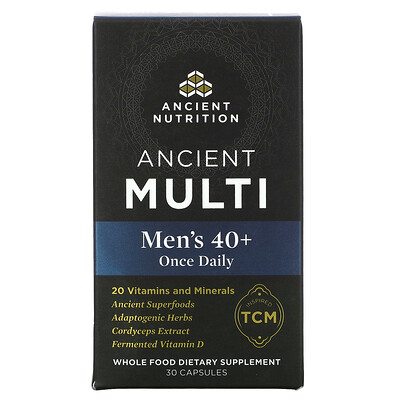 Dr. Axe / Ancient Nutrition Ancient Multi, Men's 40+ Once Daily, 30 Capsules