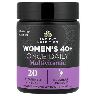 Ancient Nutrition, Suplemento multivitamínico de una ingesta diaria para mujeres mayores de 40 años, 30 cápsulas