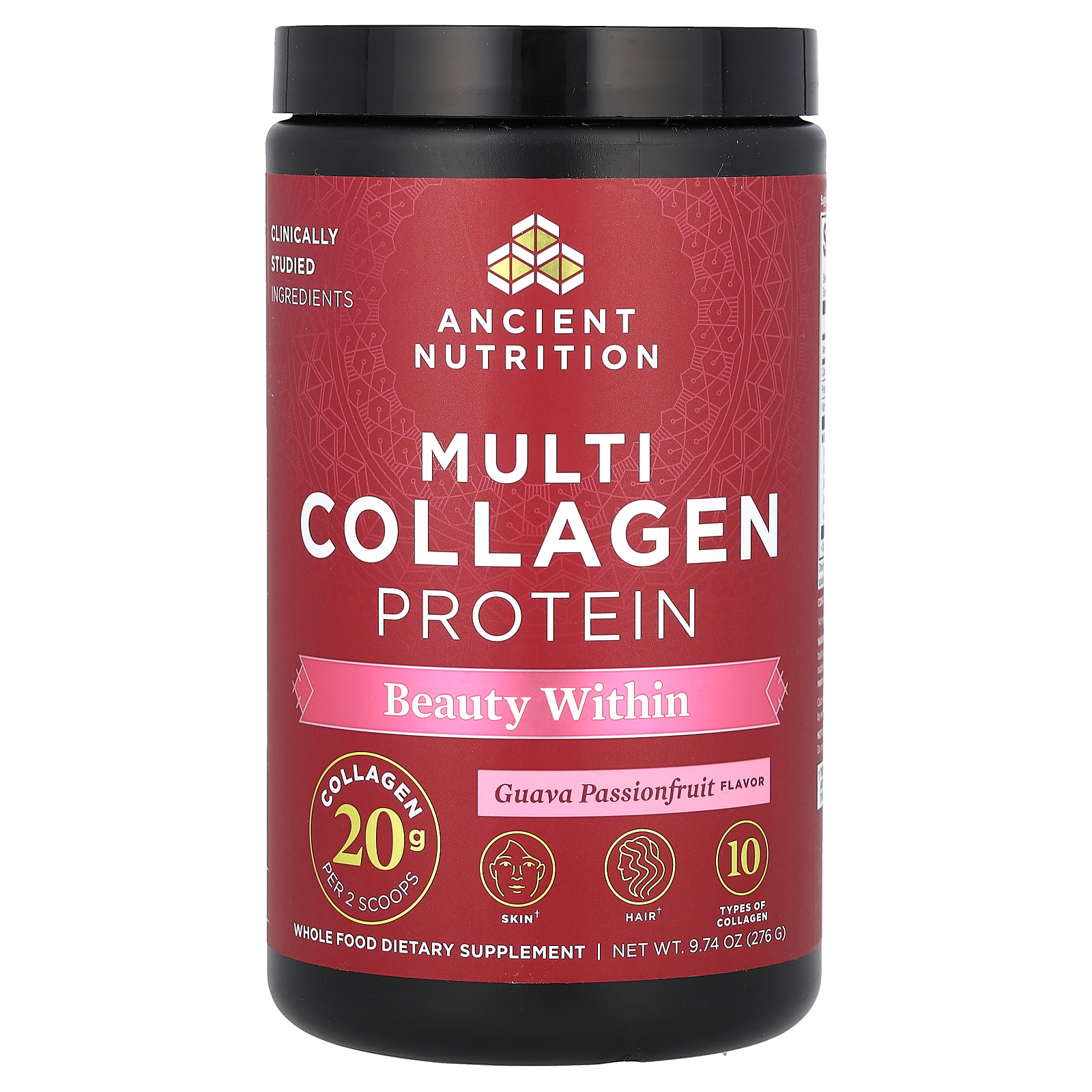Ancient Nutrition (에인션트 뉴트리션), 멀티 콜라겐 프로틴, Beauty Within, 구아바 패션프루트, 276g (9.74oz) (판매가 중단된 상품)
