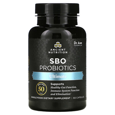 

Dr. Axe / Ancient Nutrition SBO Probiotics, Ultimate, 50 млрд КОЕ, 60 капсул