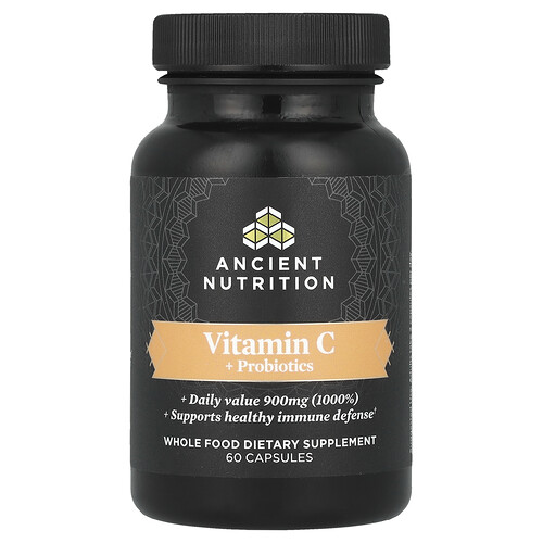 Ancient Nutrition Vitamin C + Probiotics, 60 Capsules