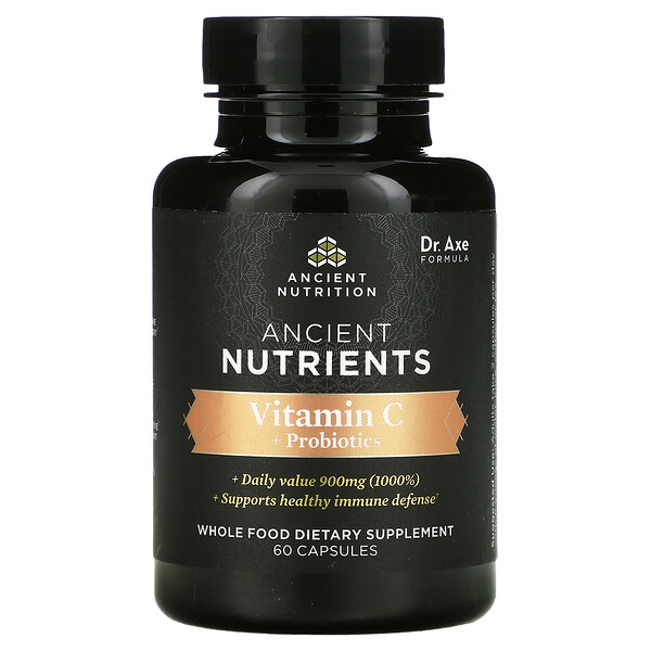 Ancient Nutrients, Vitamin C + Probiotics, 60 Capsules