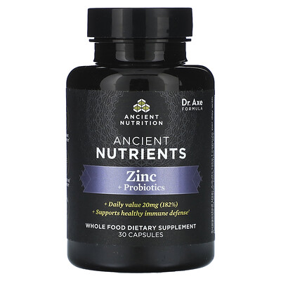 Product Image for Ancient Nutrition, Zinc + Probiotics, 30 Capsules