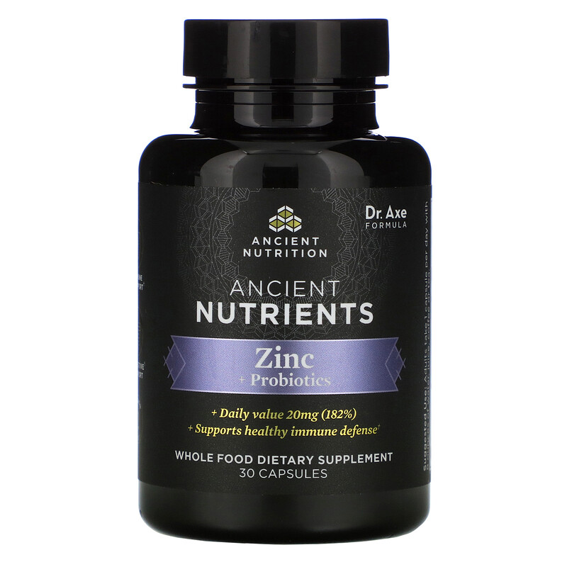Dr. Axe / Ancient Nutrition, Ancient Nutrients, Zinc + Probiotics, 30