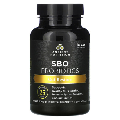 Dr. Axe / Ancient Nutrition SBO Probiotics, Gut Restore, 25 Billion CFU, 60 Capsules