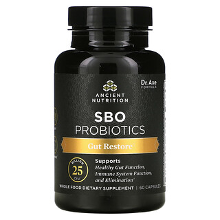 Dr. Axe / Ancient Nutrition, SBO Probiotics, Gut Restore, Probiotika zur Wiederherstellung der Darmflora, 25 Milliarden KBE, 60 Kapseln