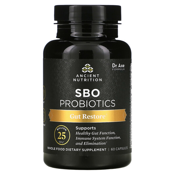 Dr. Axe / Ancient Nutrition‏, SBO Probiotics, Gut Restore, 25 Billion CFU, 60 Capsules