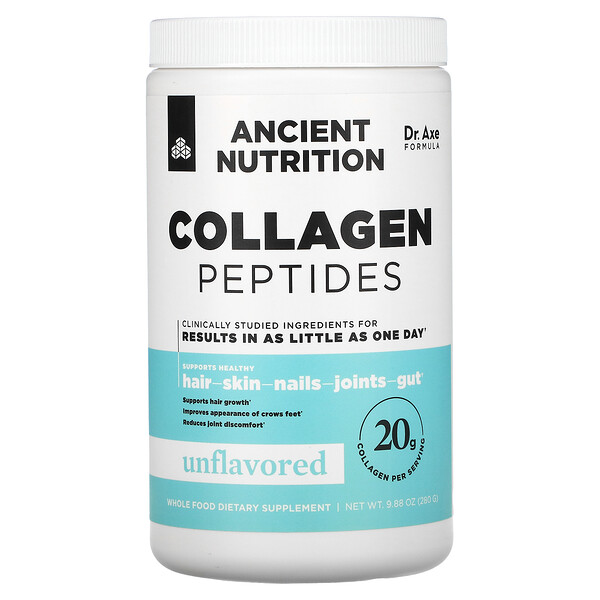 Dr. Axe / Ancient Nutrition‏, Collagen Peptides, Unflavored, 9.88 oz (280 g)