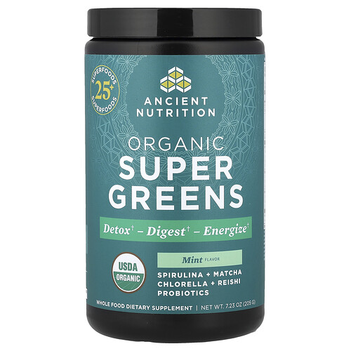 Ancient Nutrition Organic SuperGreens, Mint, 7.23 oz (205 g)