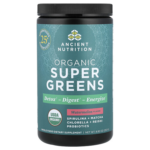 Ancient Nutrition Organic Super Greens, Watermelon, 8.82 oz (250 g)