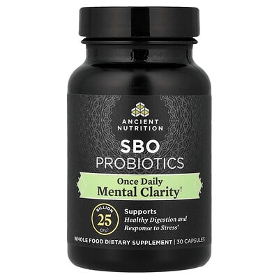 Ancient Nutrition, SBO Probiotics, Claridad mental, Una vez por día, 30 cápsulas