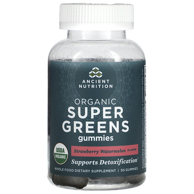 Ancient Nutrition, Gomitas Superverduras orgánicas, Fresa y sandía, 50 gomitas