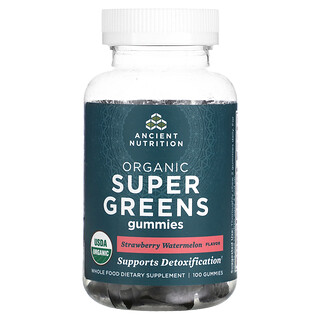 Ancient Nutrition, Superverduras de hoja orgánicas, Fresa y sandía, 100 gomitas