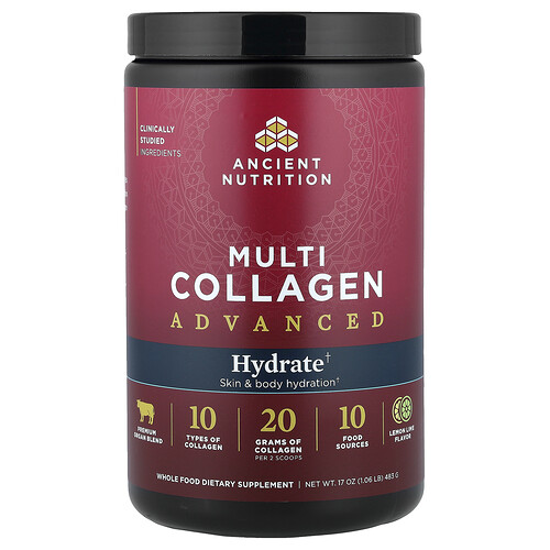 Ancient Nutrition, Multi Collagen Advanced, Hydratisierung mit mehreren Kollagenen, Zitrone-Limette, 483 g (17 oz.)
