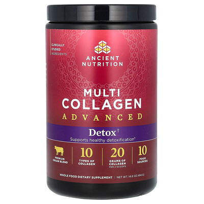 Ancient Nutrition, Suplemento multicolágeno avanzado, Desintoxicación, 414 g (14,6 oz)