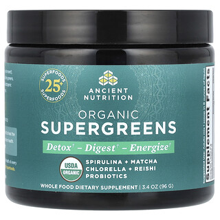 Ancient Nutrition‏, Supergreens אורגניים, 96 גרם (3.4 אונקיות)