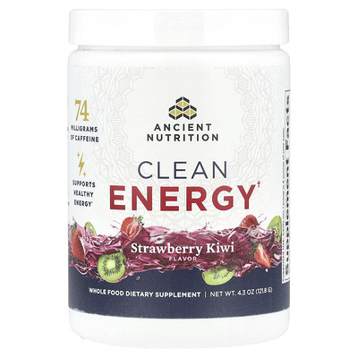 Ancient Nutrition, Clean Energy, Fresa y kiwi, 121,8 g (4,3 oz)