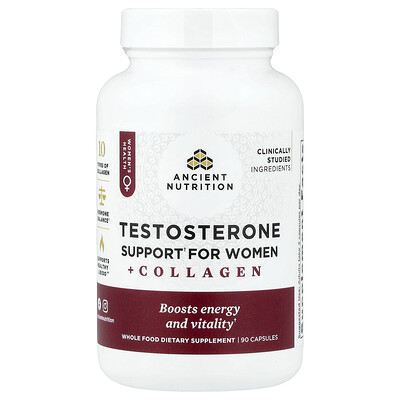 Ancient Nutrition Testosterone Support for Women  Collagen 90 Capsules