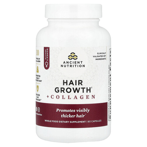 Ancient Nutrition, Hair Growth + Collagen, Haarwachstum + Kollagen, 60 Kapseln