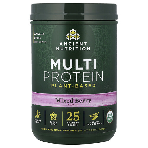 Ancient Nutrition Multi Protein, Plant Based, Mixed Berry, 1.2 lb (543 g)