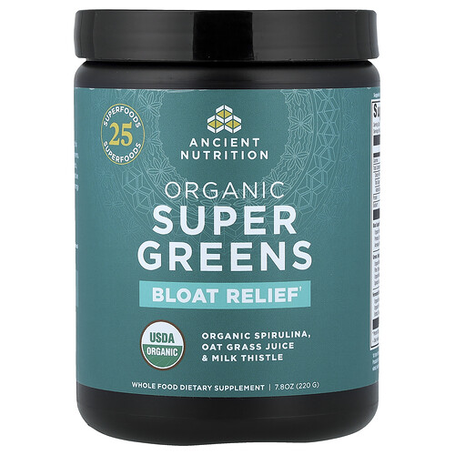 Ancient Nutrition Organic Super Greens, Bloat Relief, 7.8 oz (220 g)