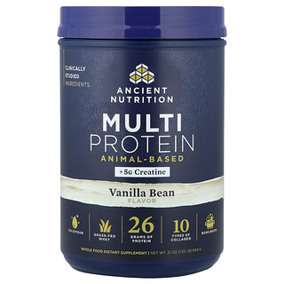 Ancient Nutrition, Multi Protein + Creatine, Multiprotein + Kreatin, tierisch, Vanilleschote, 604 g (1,33 lb.)