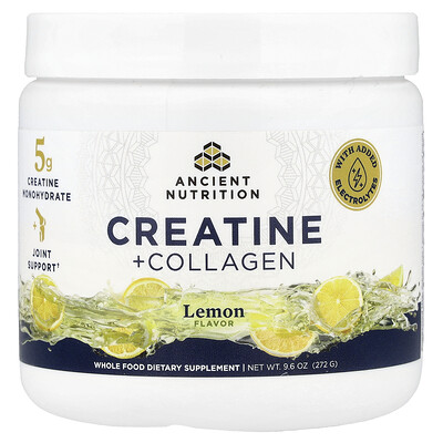 Product Image for Ancient Nutrition, Creatine + Collagen, Lemon, 9.6 oz (272 g)