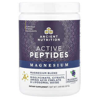 Ancient Nutrition, Aktif Peptitler, Magnezyum, Yaban Mersini ve Nane, 37 g (4,83 oz)