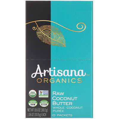 Artisana Органическое сырое кокосовое масло, 10 упаковок, 1,06 унции (30,05 г) каждая