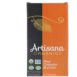 Отзывы о Артисана, Organics, Raw Cashew Nut Butter, 10 Packets, 1.06 oz (30.05 g) Each
