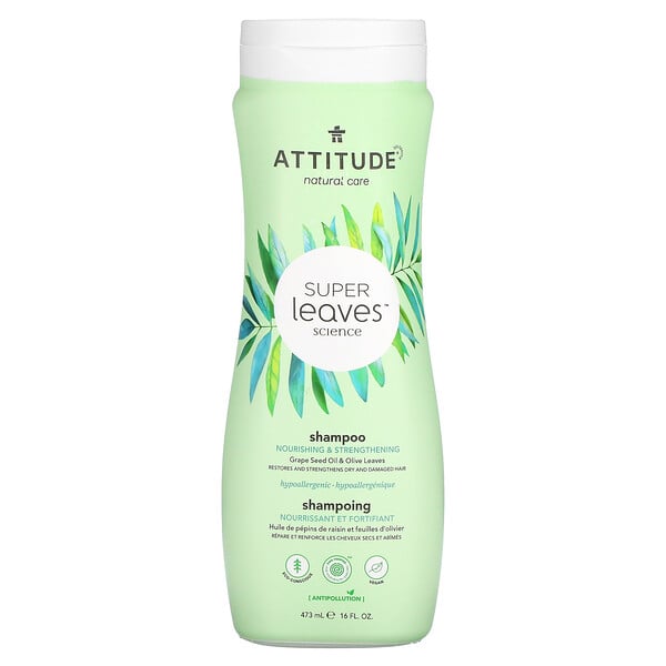 ATTITUDE, Super-Blätter Wissenschaft, Natürliches Shampoo, Nahrhaft & Stärkend, Traubenkernöl & Olivenblätter, 473 ml