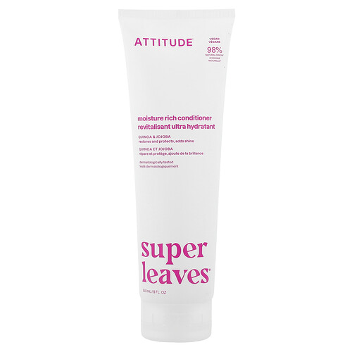 ATTITUDE Moisture Rich Hair Conditioner, For Dry and Damaged Hair, Naturally Derived Ingredients, Vegan Detangler, Dermatologiocally Tested, Quinoa and Jojoba, 8 Fl Oz