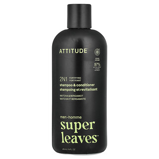 أتيتيود‏, Super Leaves ™ ، شامبو وبلسم 2N1 Fortifying ، للرجال ، الماتشا والبرغموت ، 14 أونصة سائلة (415 مل)