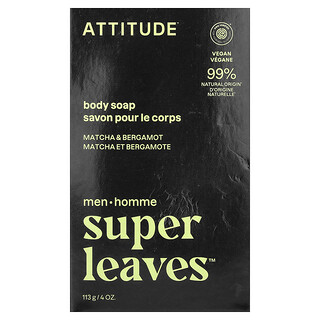 ATTITUDE, Super Leaves™（スーパーリーブス）、ボディ用石鹸、男性向け、抹茶＆ベルガモット、113g（4オンス）