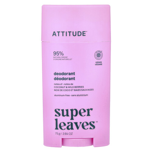 Attitude Super Leaves™, Deodorant Stick, Coconut & Wild Berries, 2.64 oz (75 g)